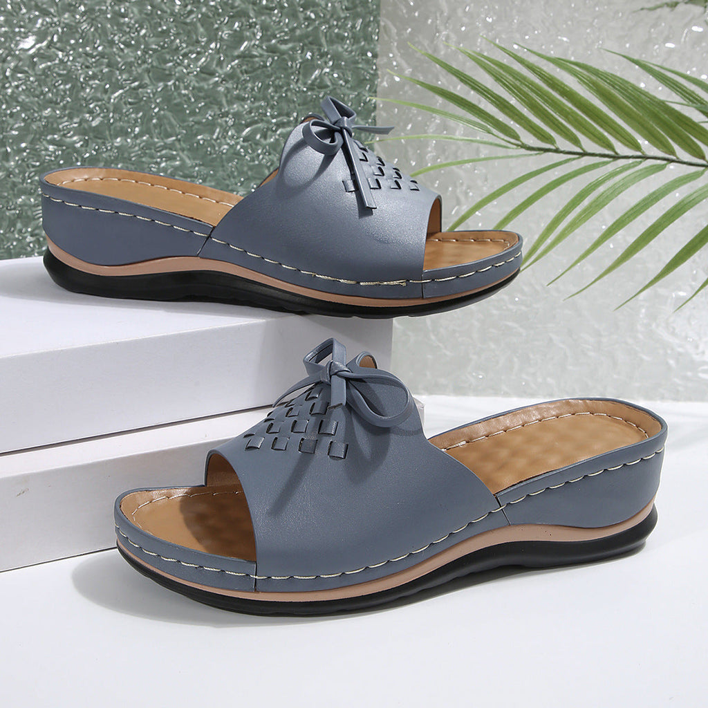 New Orthopedic Bow Wedge-heeled Platform Slippers
