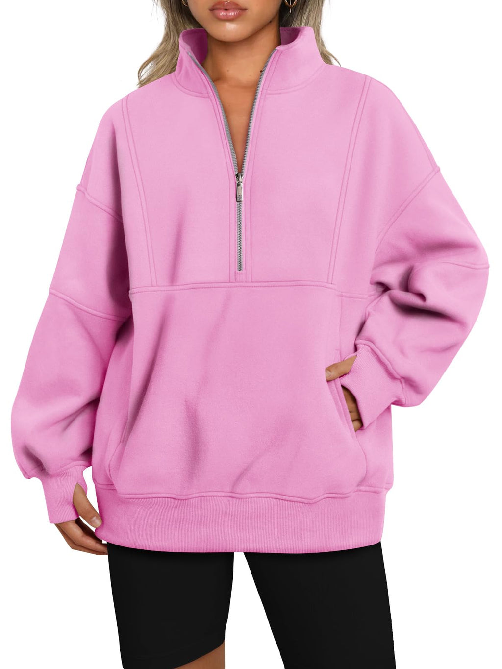 Women's Half Zip Oversized Sweatshirt with Pockerts (Buy 2 Free Shipping)