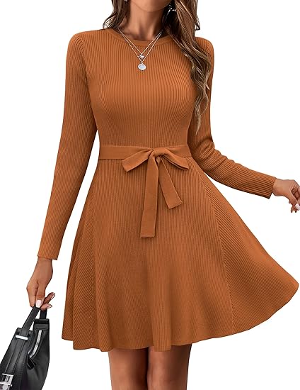 Women's Ribbed Knit Pullover Sweater Dress (Buy 2 Free Shipping)