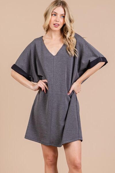 Ces Femme V-Neck Half Sleeve Dress