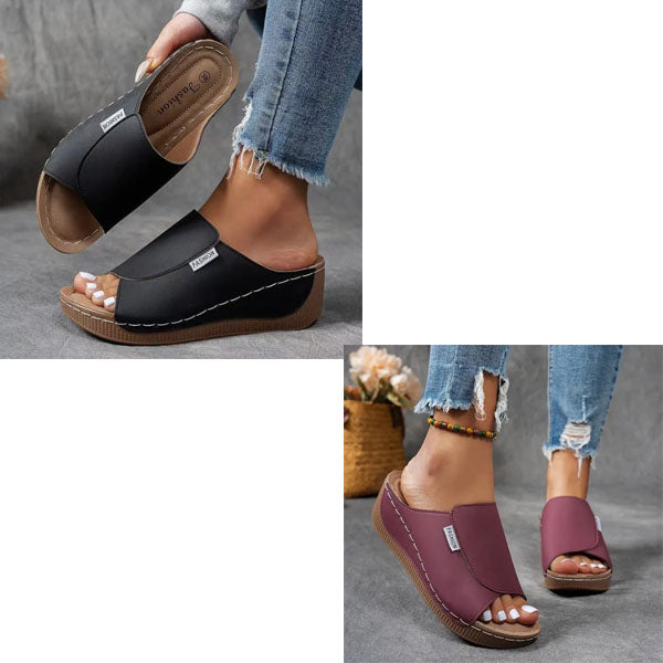 Comfortable Slides with Arch Support - Women's Plain Breathable Sandals