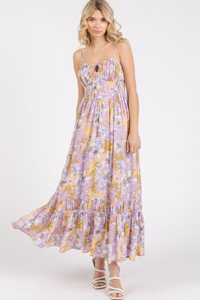 Mittoshop Floral Smocked Back Ruffled Hem Maxi Cami Dress