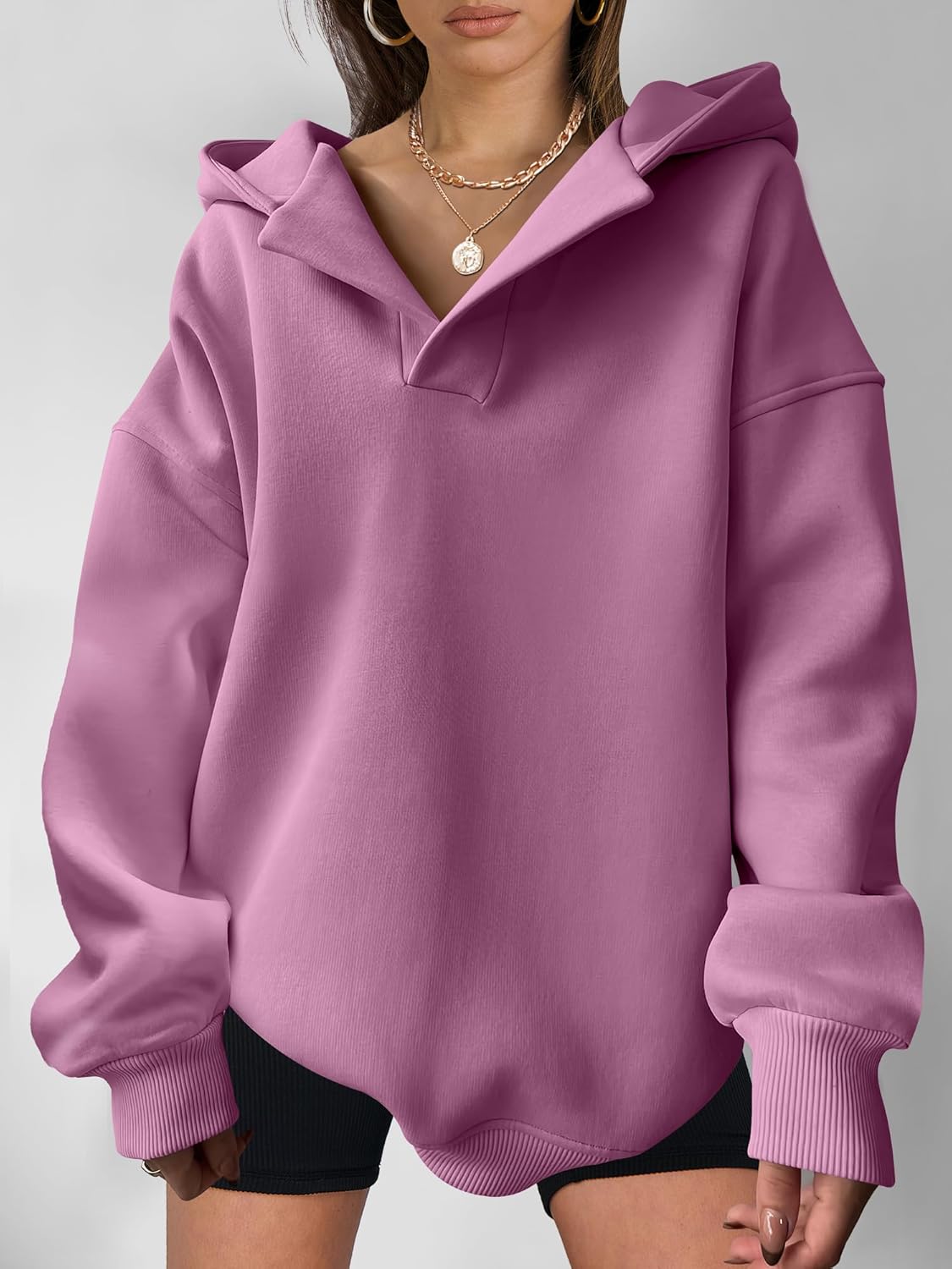 Women's Oversized V-Neck Hooded Pullover (Buy 2 Free Shipping)