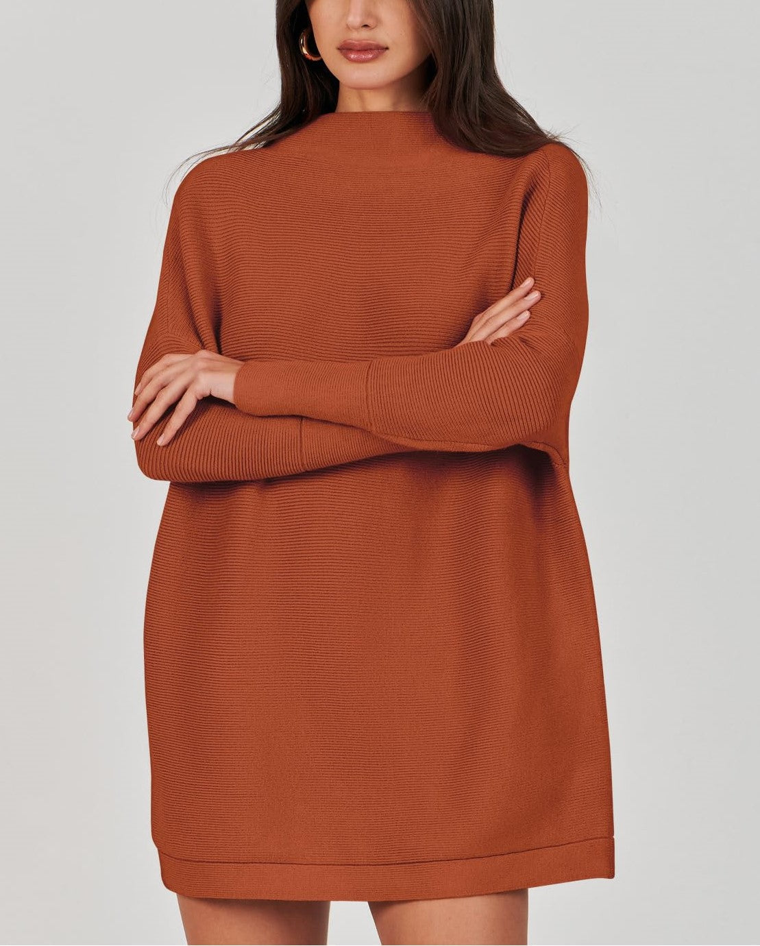 Women's Mock Neck Slouchy Knit Tunic Sweaters (Buy 2 Free Shipping)