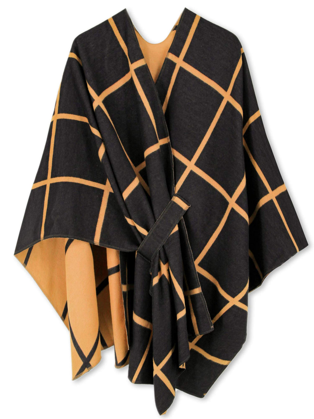 Women's Windowpane Reversible Capes Cardigan Shawls (Buy 2 Free Shipping)