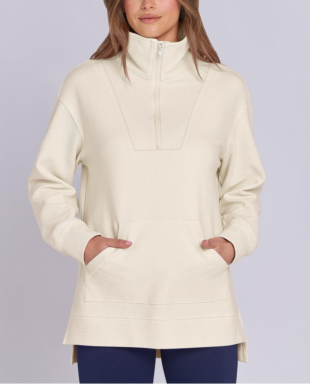 Women's Quarter Zip Oversized Knit Pullover (Buy 2 Free Shipping)