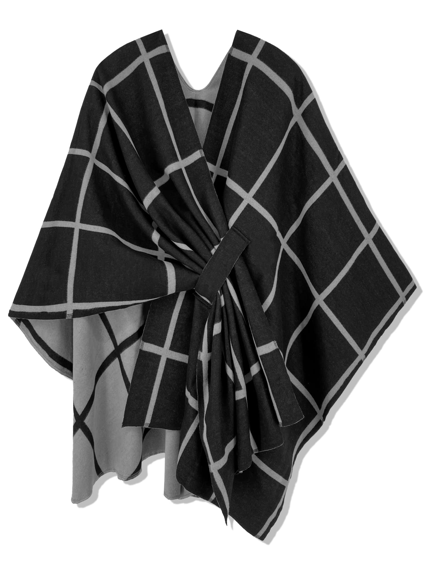 Women's Windowpane Reversible Capes Cardigan Shawls (Buy 2 Free Shipping)