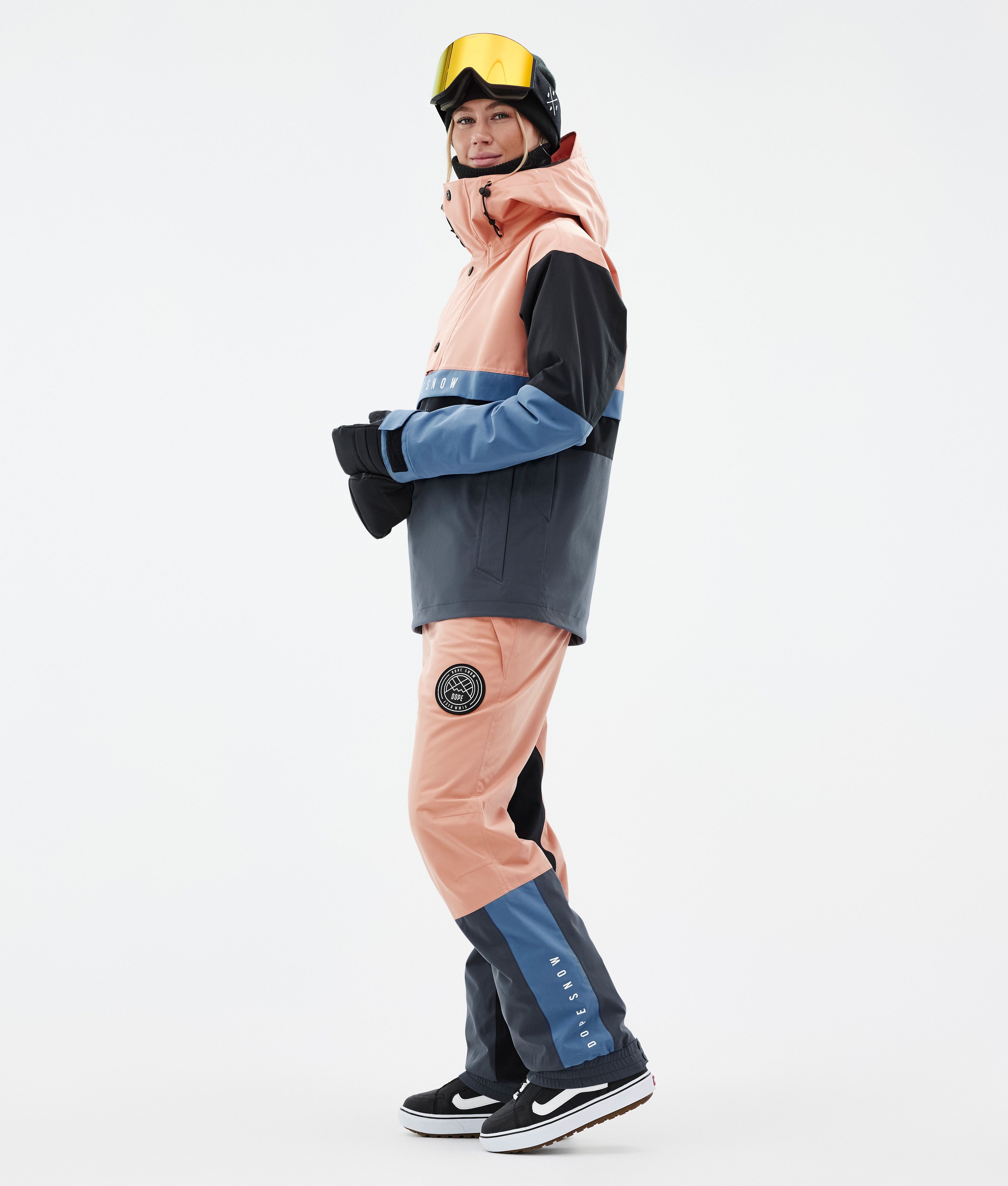 Snowboard Jacket For Women Faded Peach/Blue Steel/Black/Metal Blue