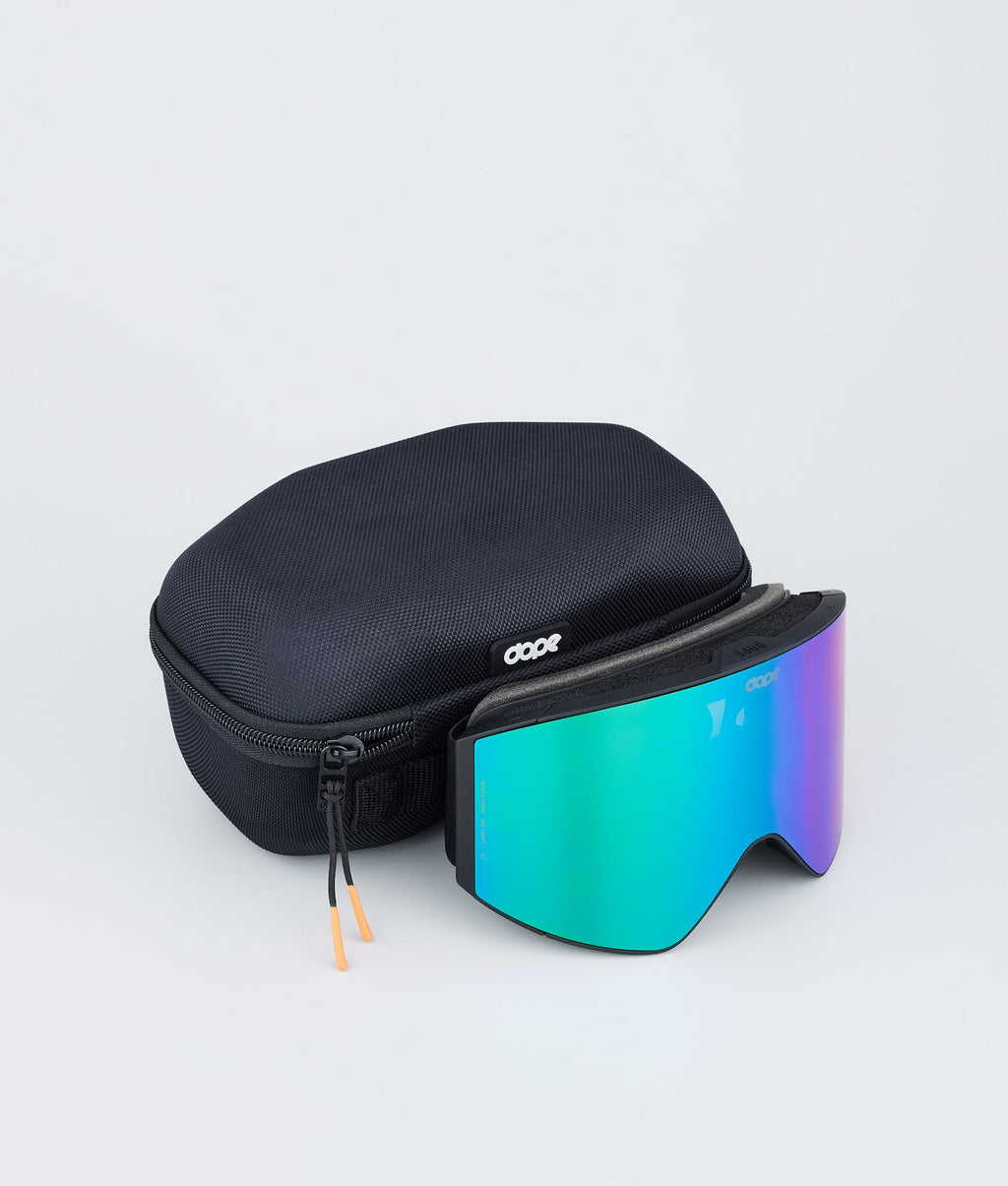 Ski Goggles Black/Green Mirror