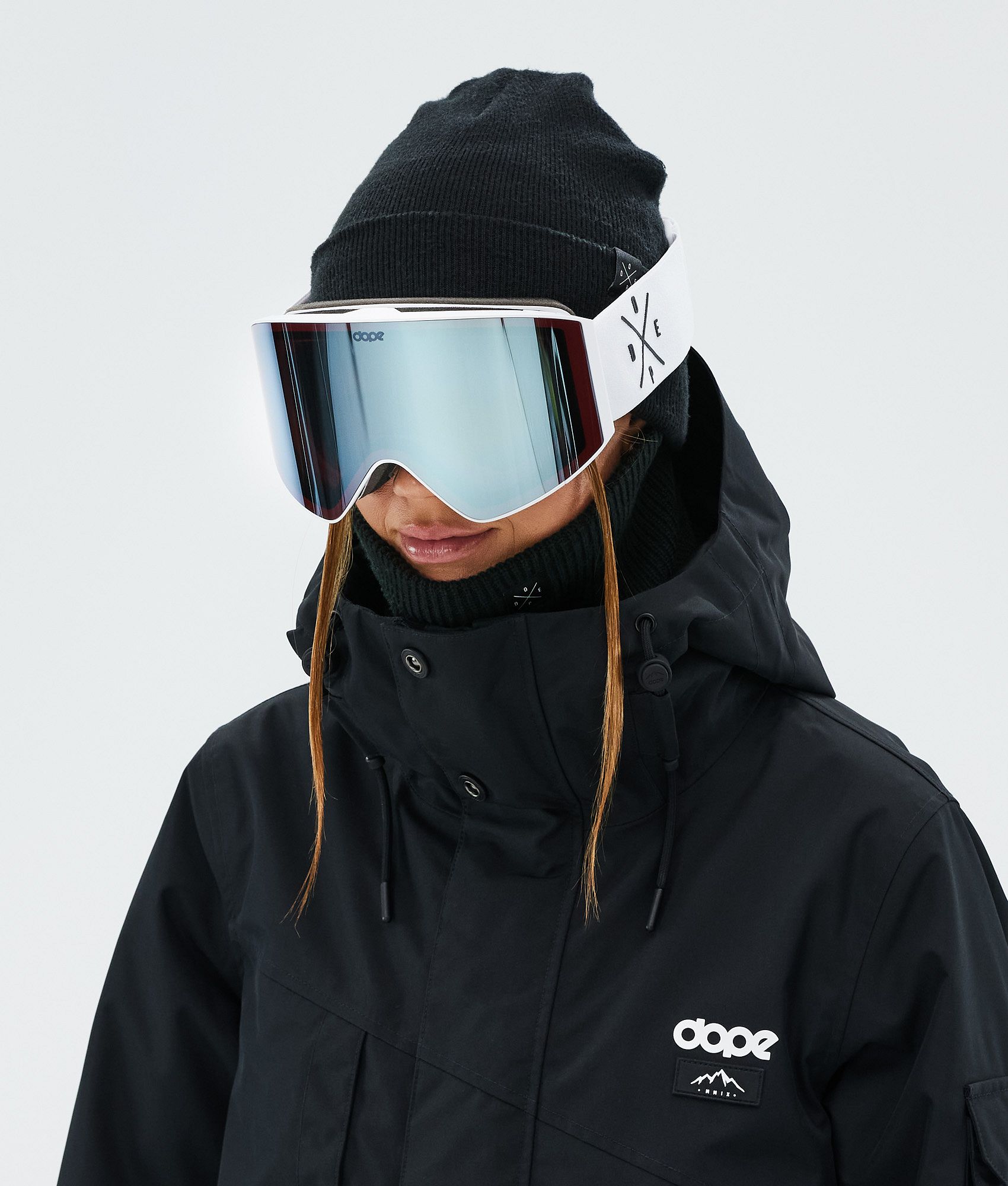 Ski Goggles White/Blue Mirror