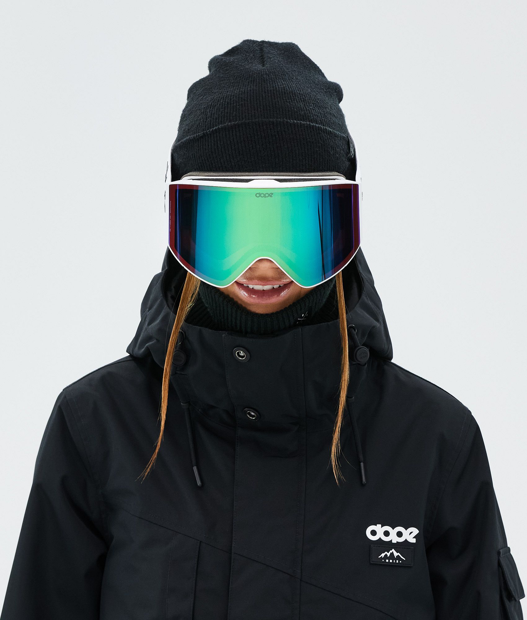 Ski Goggles White/Green Mirror
