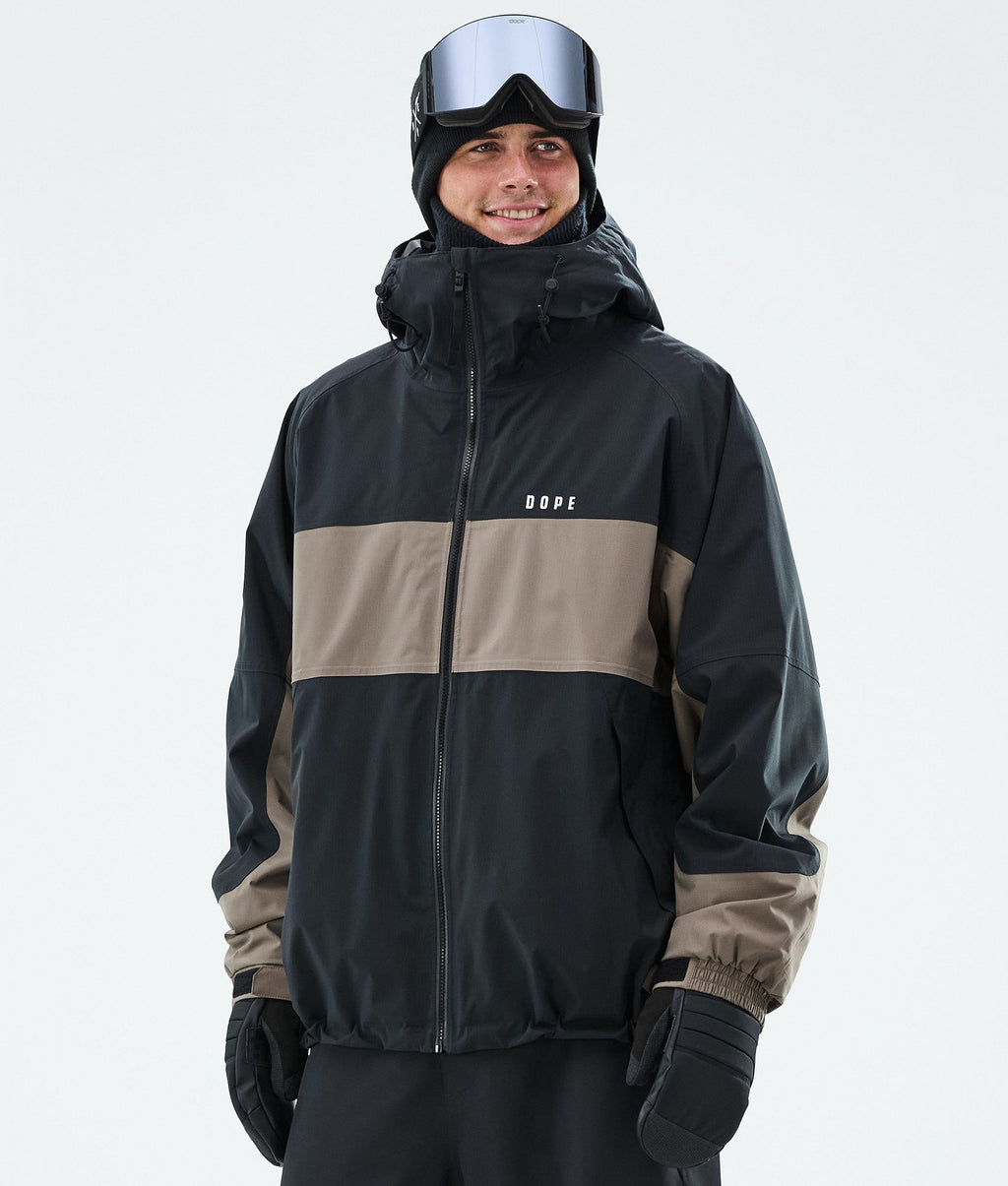 Snowboard Jacket For Men Stripe Black/Walnut