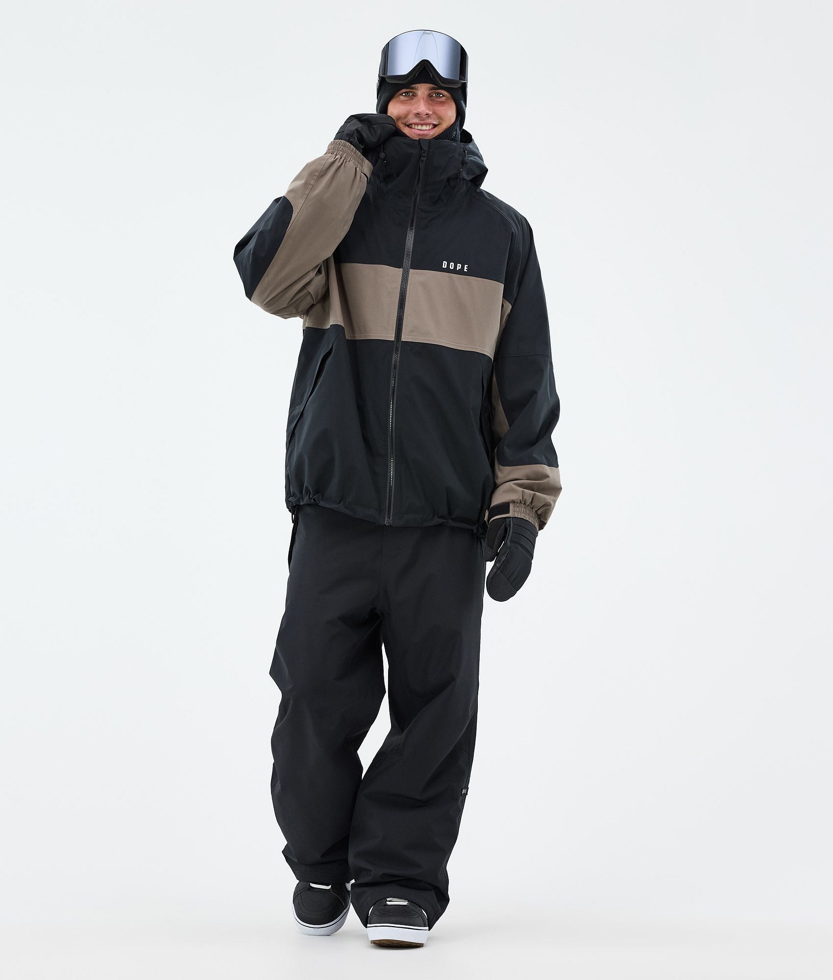 Snowboard Jacket For Men Stripe Black/Walnut