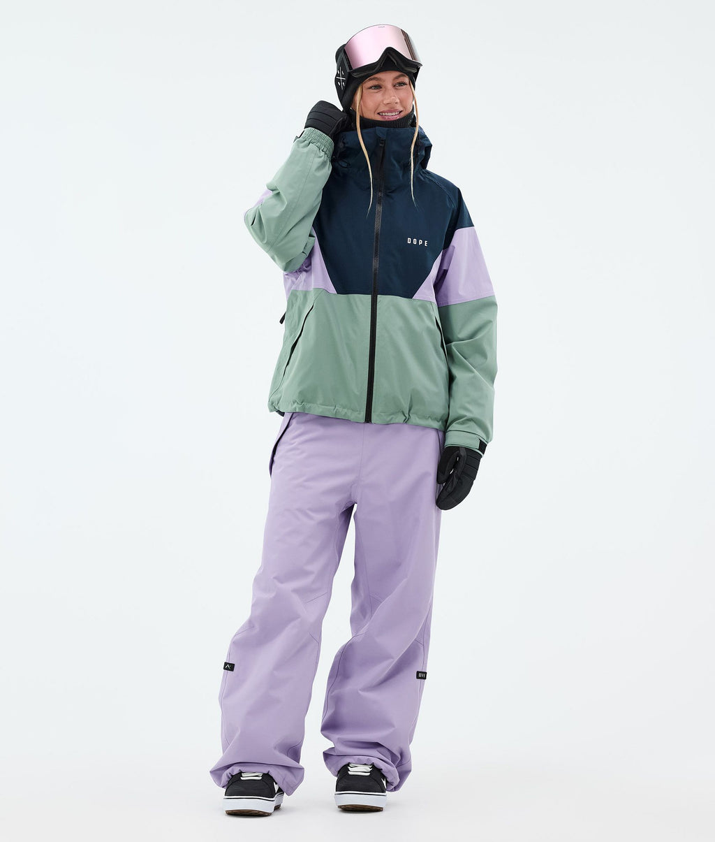 Snowboard Jacket For Women Sport Dark Blue/Faded Violet/Faded Green