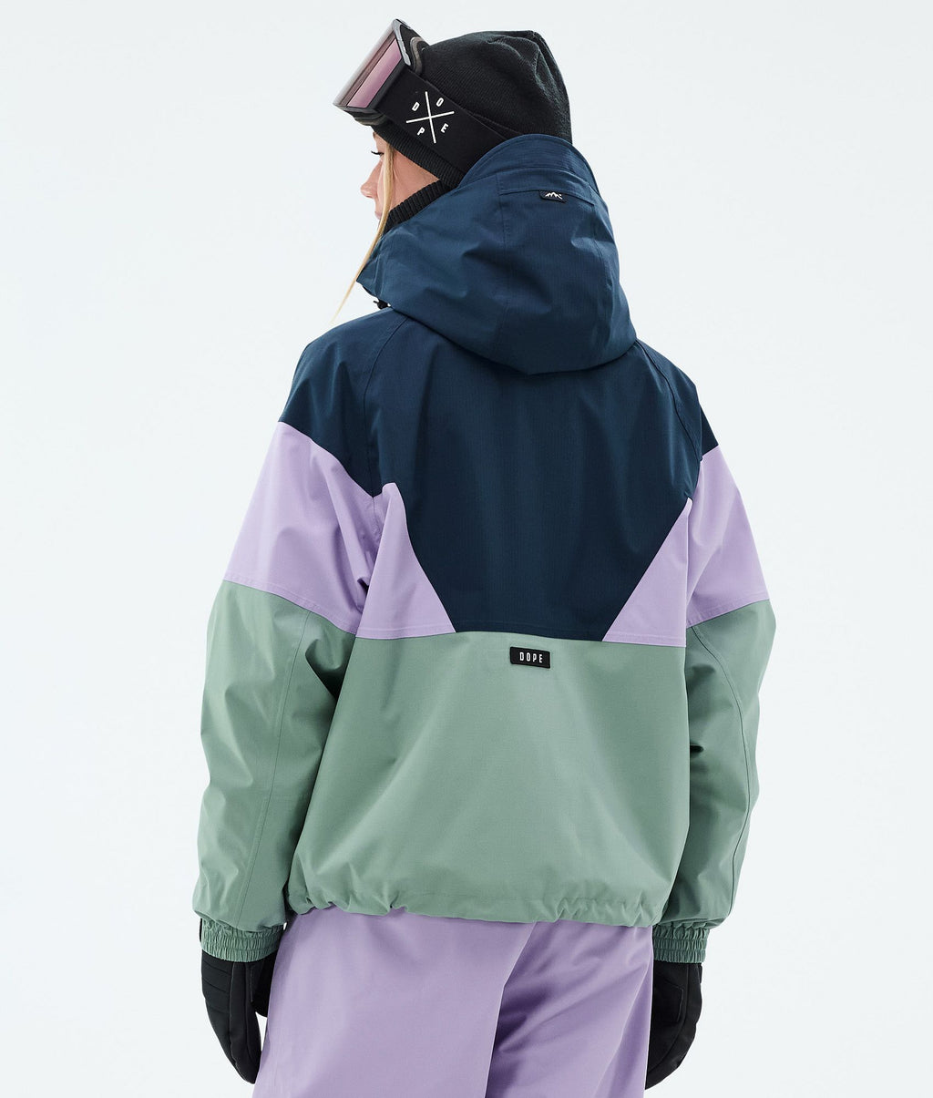 Snowboard Jacket For Women Sport Dark Blue/Faded Violet/Faded Green