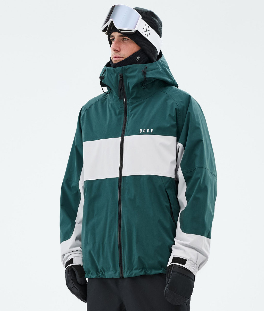 Snowboard Jacket For Men Stripe Bottle Green/Light Grey