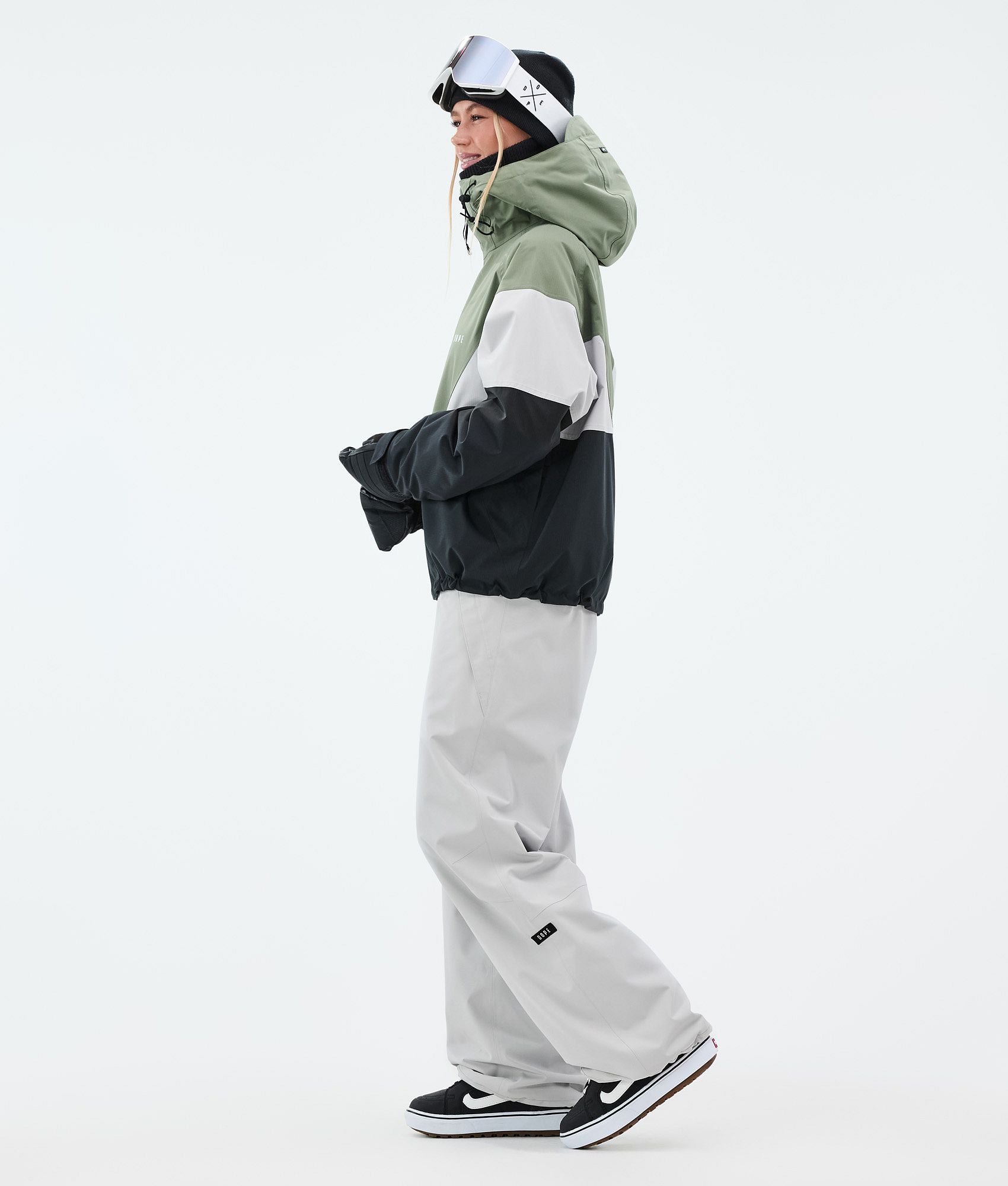 Snowboard Jacket For Women Sport Moss Green/Light Grey/Black