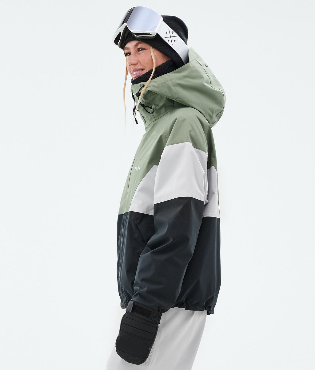 Snowboard Jacket For Women Sport Moss Green/Light Grey/Black