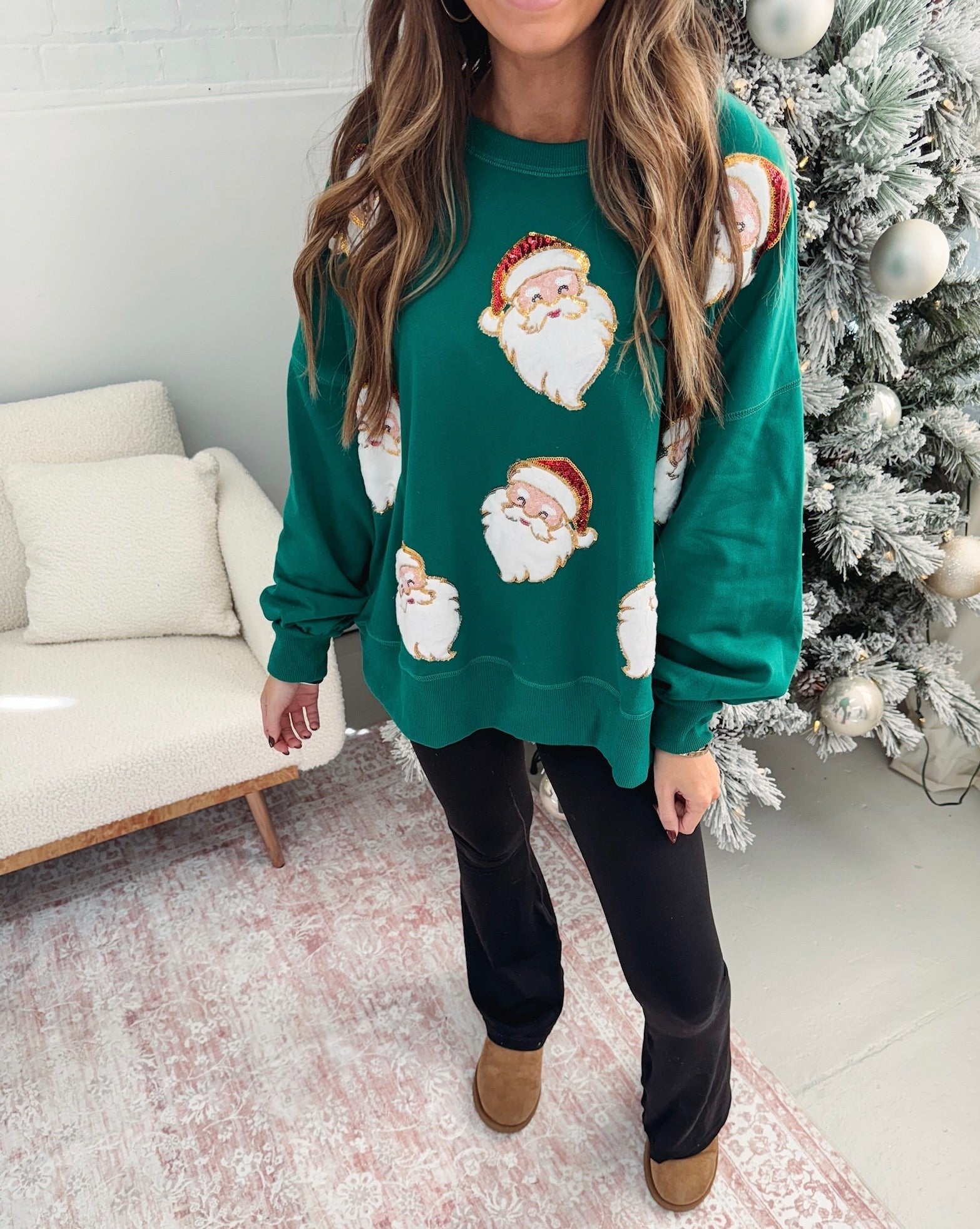 Women's Oversized Sequin Santa Pullover (Buy 2 Free Shipping)