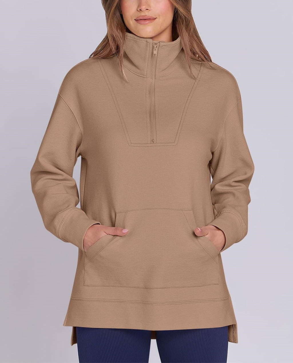 Women's Quarter Zip Oversized Knit Pullover (Buy 2 Free Shipping)