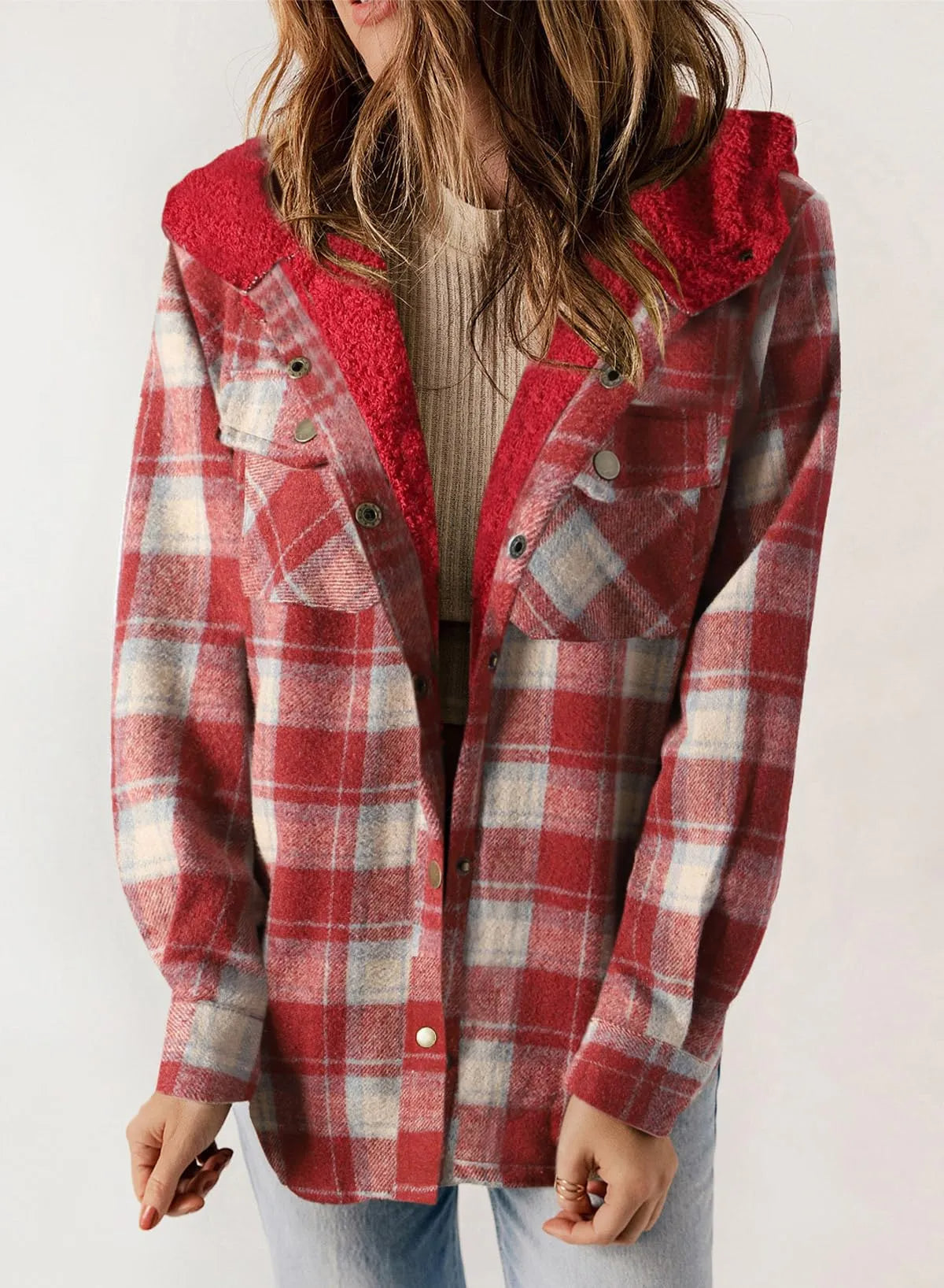 Women's Flannel Plaid Fleece Hooded Jacket (Buy 2 Free Shipping)