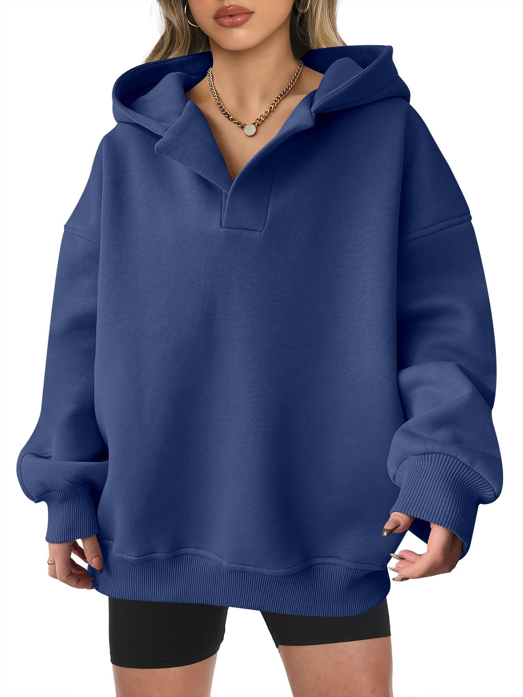 Women's Oversized V-Neck Hooded Pullover (Buy 2 Free Shipping)