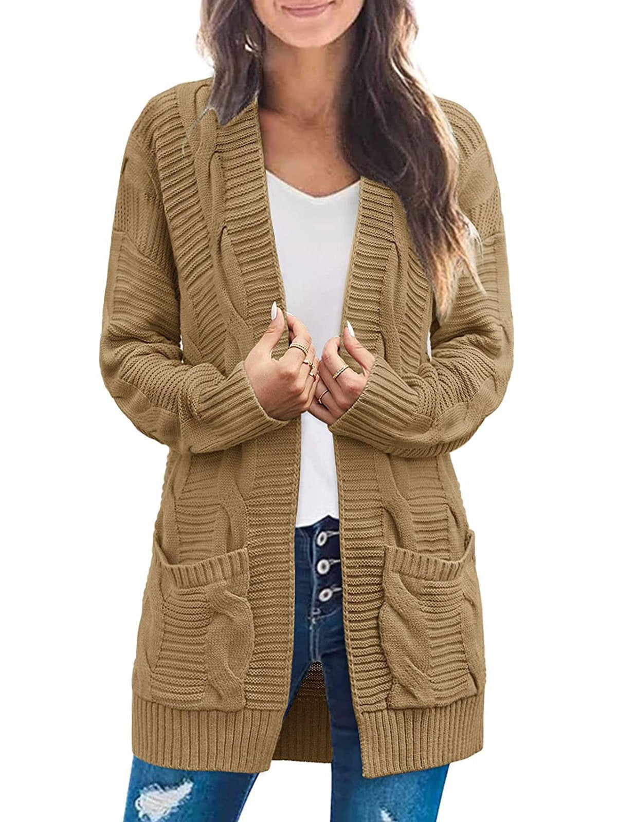 Women's Long Sleeve Cable Knit Cardigan Sweaters