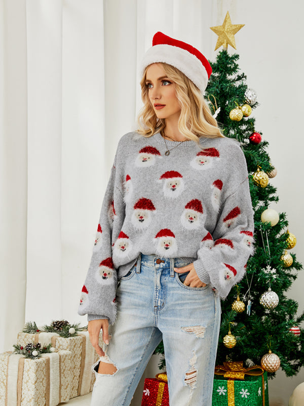 Women's Christmas Jumper With Santa Face Design